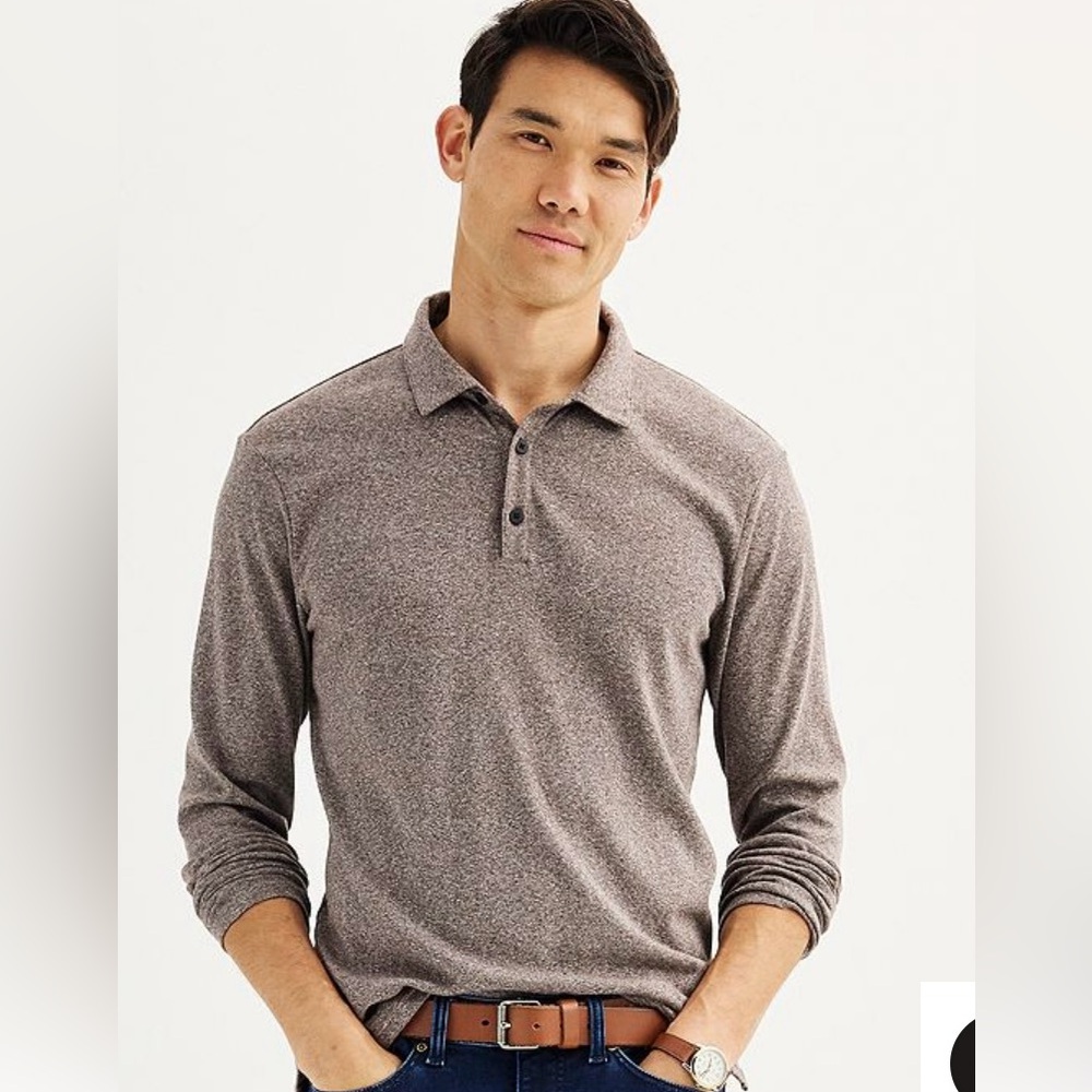 Apt. 9 Brown Polo Shirt with Soft Knit Texture